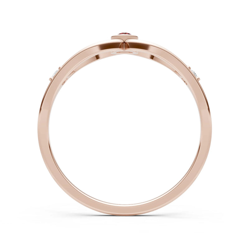 Dainty Bezel Twist Crossover Ring – Round