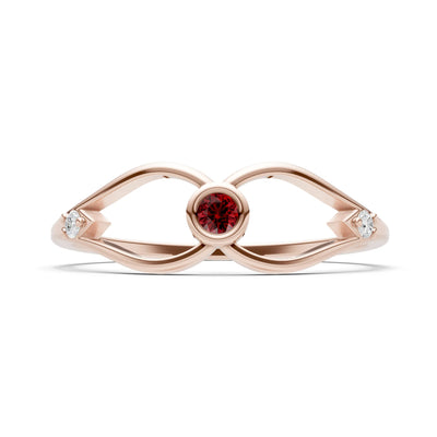Dainty Bezel Twist Crossover Ring – Round