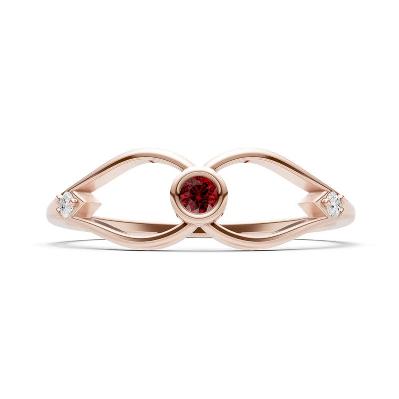 Dainty Bezel Twist Crossover Ring – Round