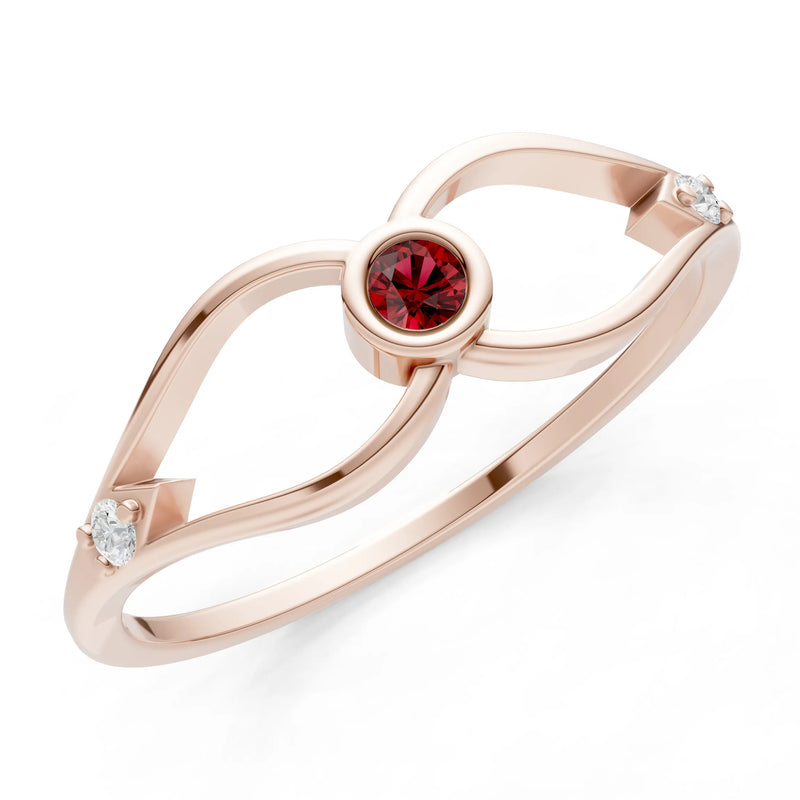 Dainty Bezel Twist Crossover Ring – Round