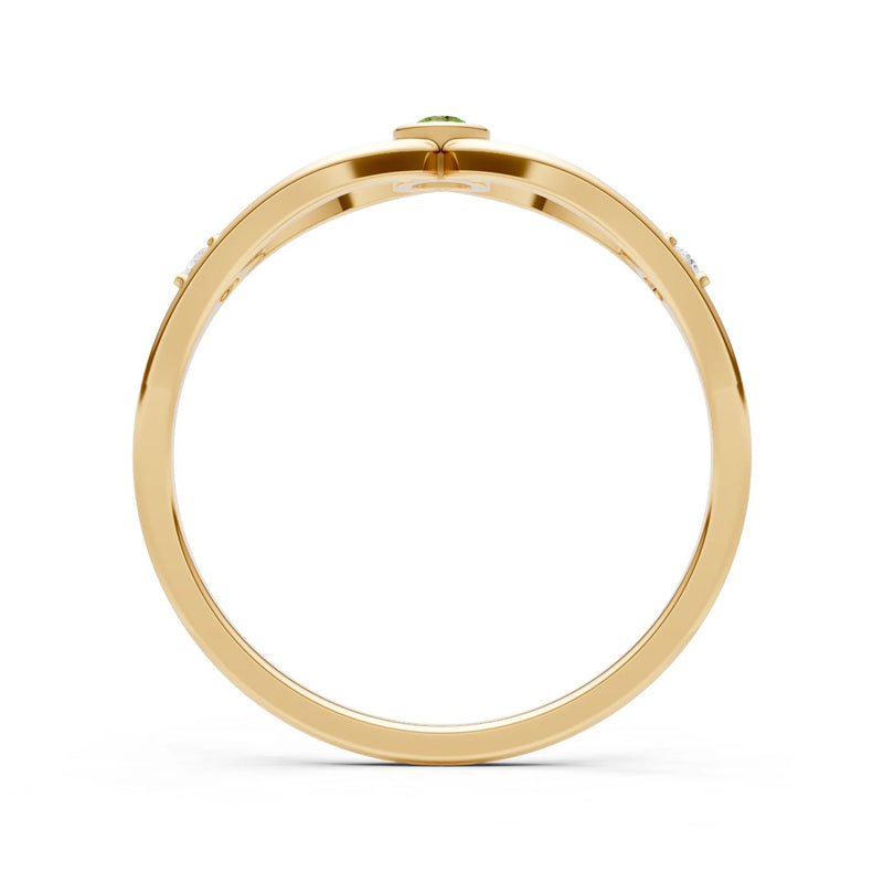 Peridot Dainty Bezel Twist Crossover Ring