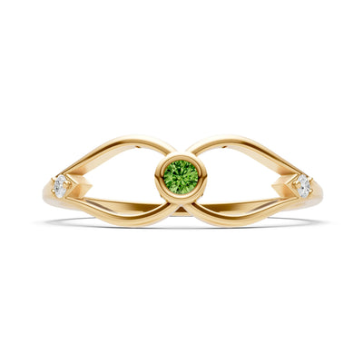 Peridot Dainty Bezel Twist Crossover Ring