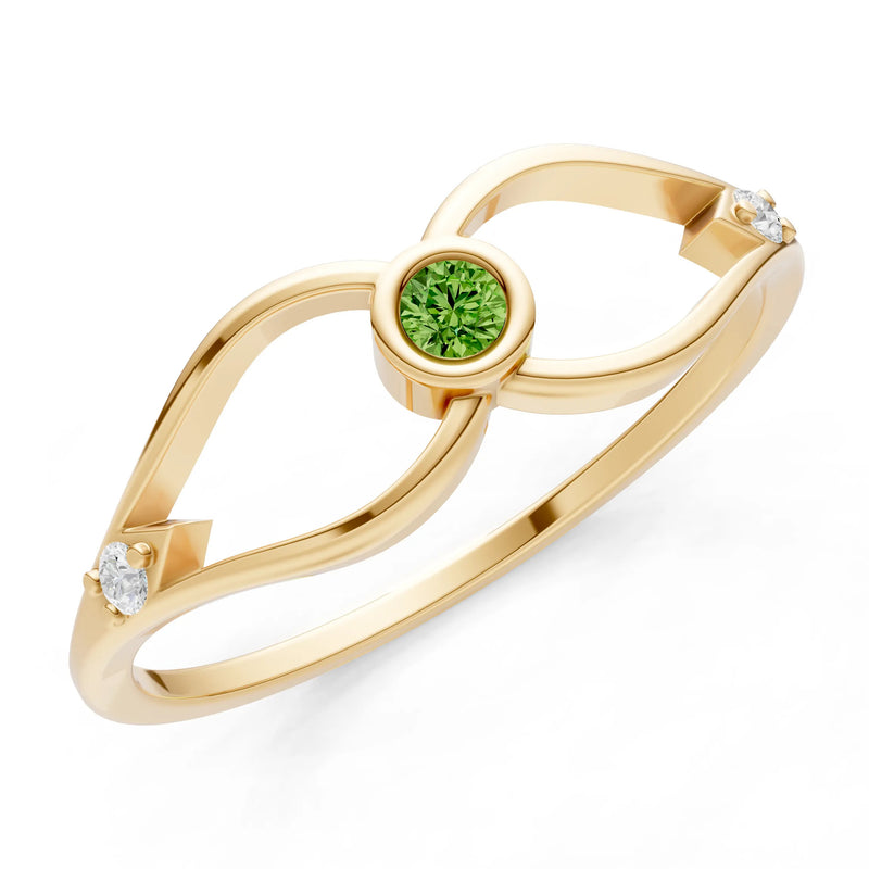 Dainty Bezel Twist Crossover Ring – Round
