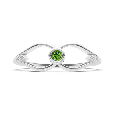 Dainty Bezel Twist Crossover Ring – Round