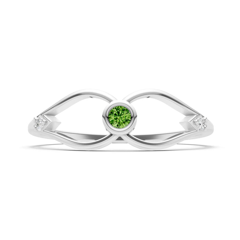 Dainty Bezel Twist Crossover Ring – Round