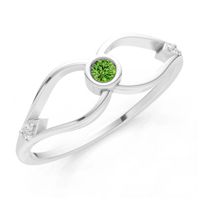 Dainty Bezel Twist Crossover Ring – Round