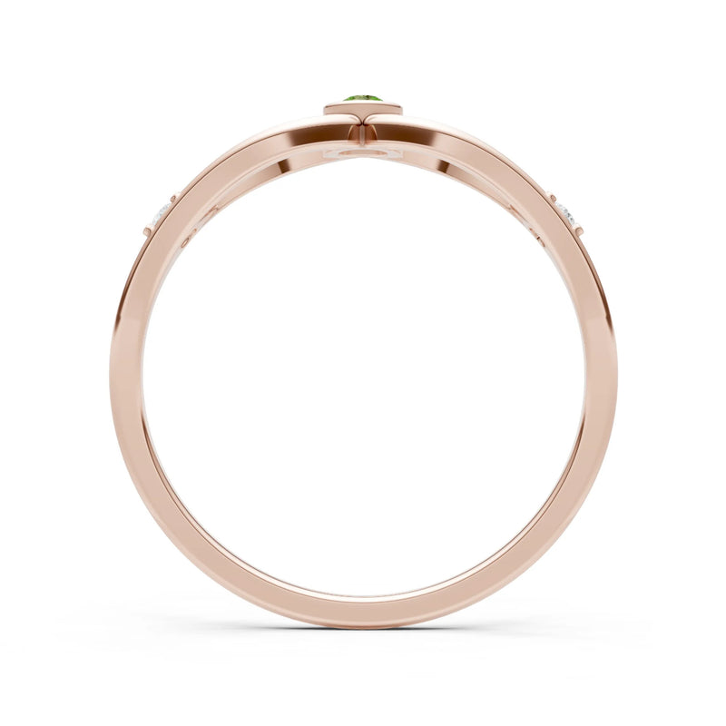 Dainty Bezel Twist Crossover Ring – Round