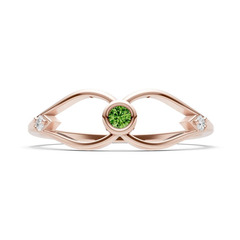 Dainty Bezel Twist Crossover Ring – Round