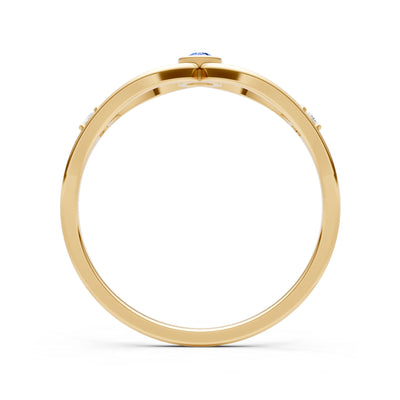 Swiss Blue Topaz Dainty Bezel Twist Crossover Ring