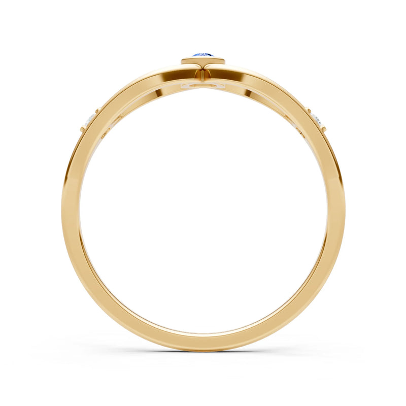 Dainty Bezel Twist Crossover Ring – Round
