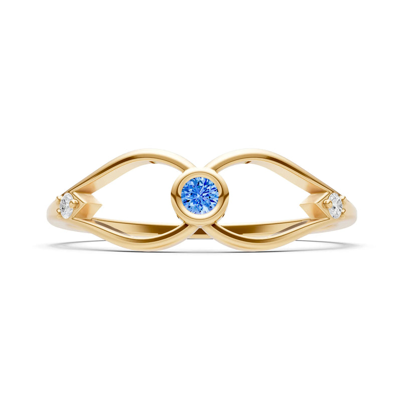 Swiss Blue Topaz Dainty Bezel Twist Crossover Ring
