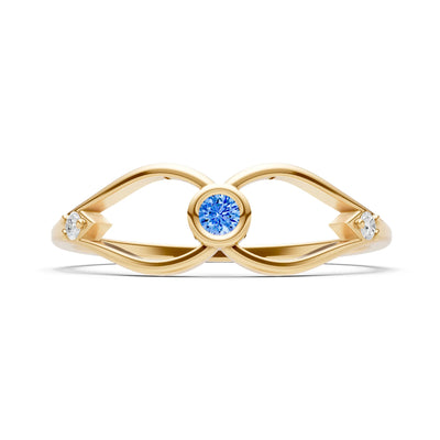 Dainty Bezel Twist Crossover Ring – Round