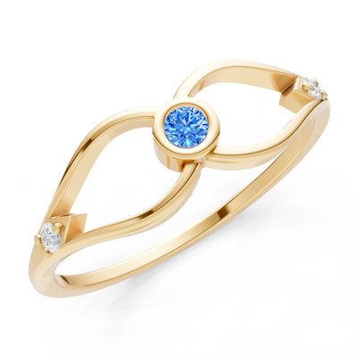 Dainty Bezel Twist Crossover Ring – Round