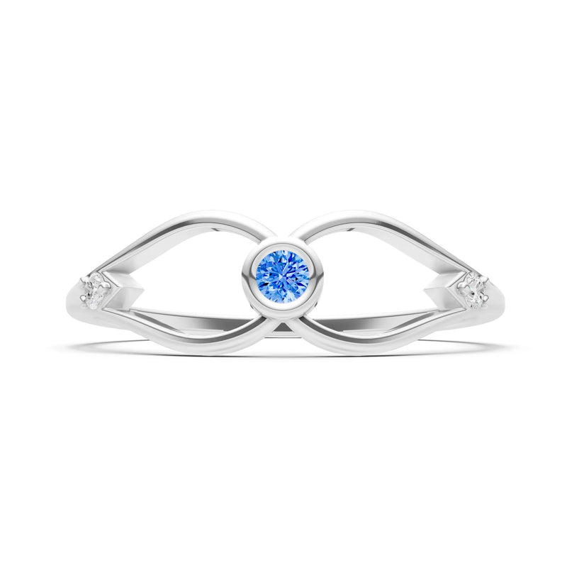 Dainty Bezel Twist Crossover Ring – Round