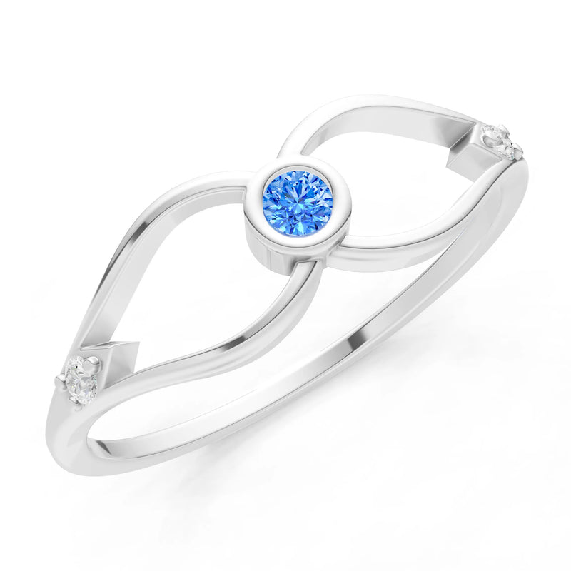 Dainty Bezel Twist Crossover Ring – Round