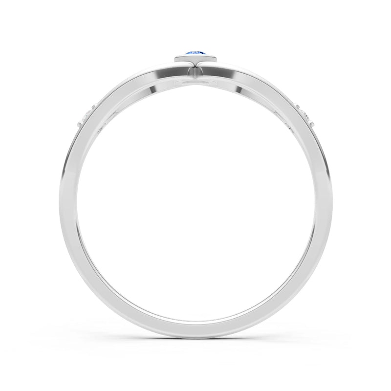 Swiss Blue Topaz Dainty Bezel Twist Crossover Ring