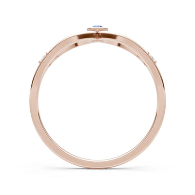 Dainty Bezel Twist Crossover Ring – Round