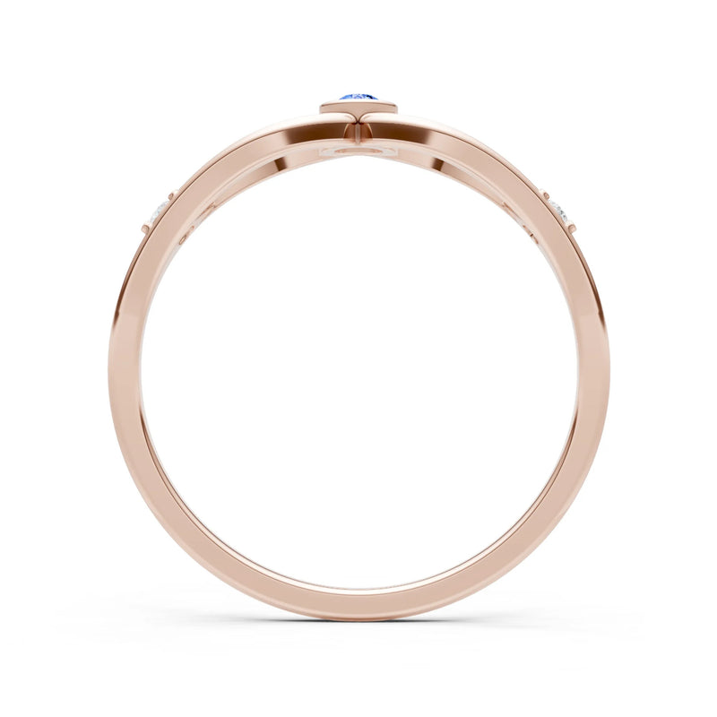 Dainty Bezel Twist Crossover Ring – Round