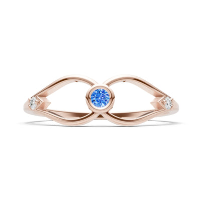 Dainty Bezel Twist Crossover Ring – Round