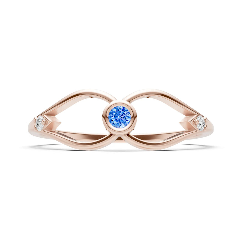 Dainty Bezel Twist Crossover Ring – Round
