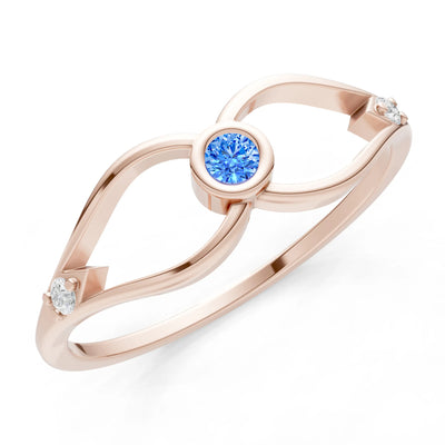 Dainty Bezel Twist Crossover Ring – Round