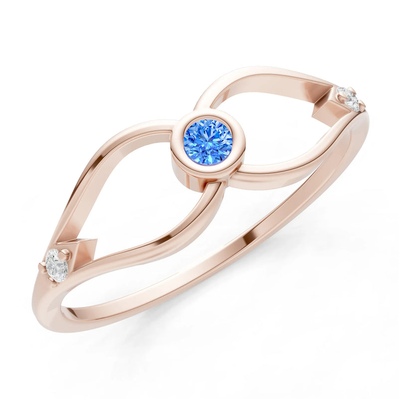 Dainty Bezel Twist Crossover Ring – Round