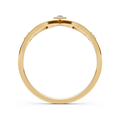 Dainty Bezel Twist Crossover Ring – Round