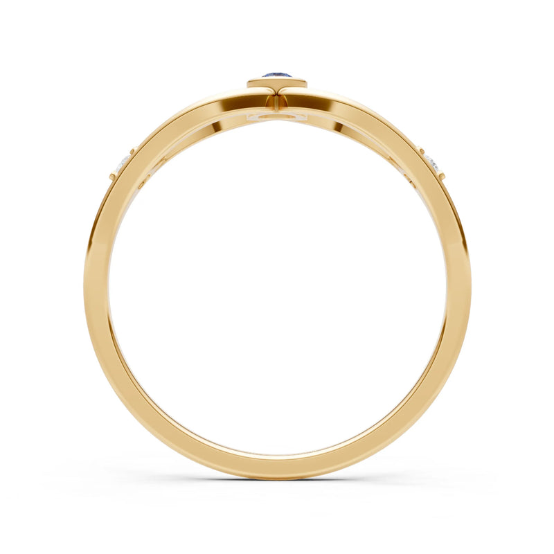 Dainty Bezel Twist Crossover Ring – Round