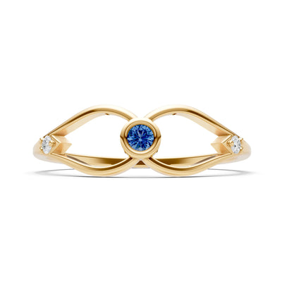 Dainty Bezel Twist Crossover Ring – Round