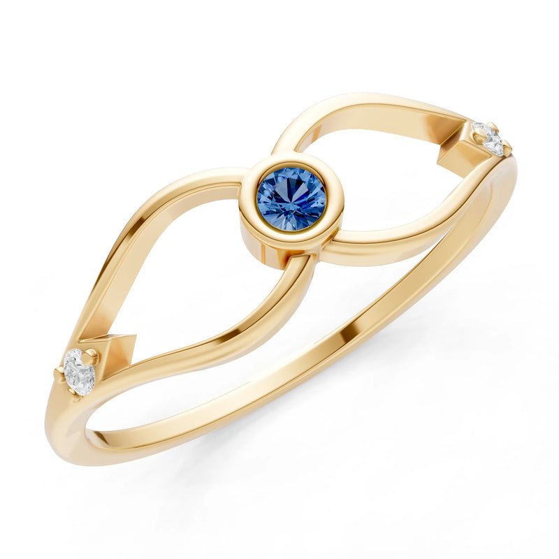 Dainty Bezel Twist Crossover Ring – Round