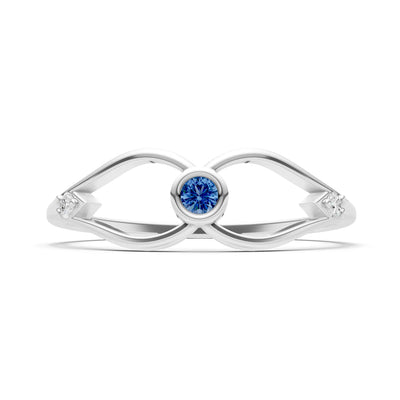 Dainty Bezel Twist Crossover Ring – Round