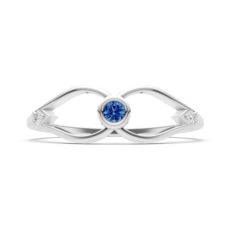 Dainty Bezel Twist Crossover Ring – Round
