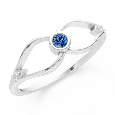 Dainty Bezel Twist Crossover Ring – Round