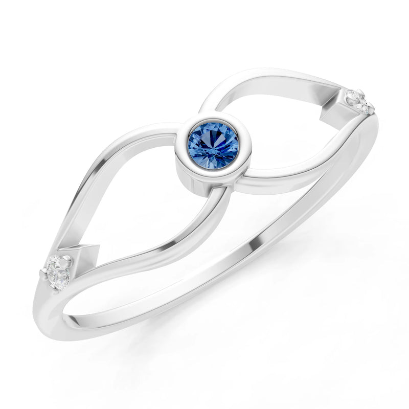 Dainty Bezel Twist Crossover Ring – Round