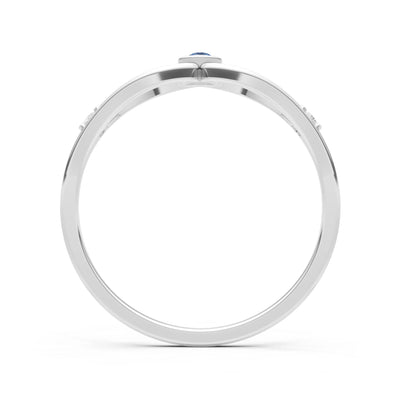 London Blue Topaz Dainty Bezel Twist Crossover Ring