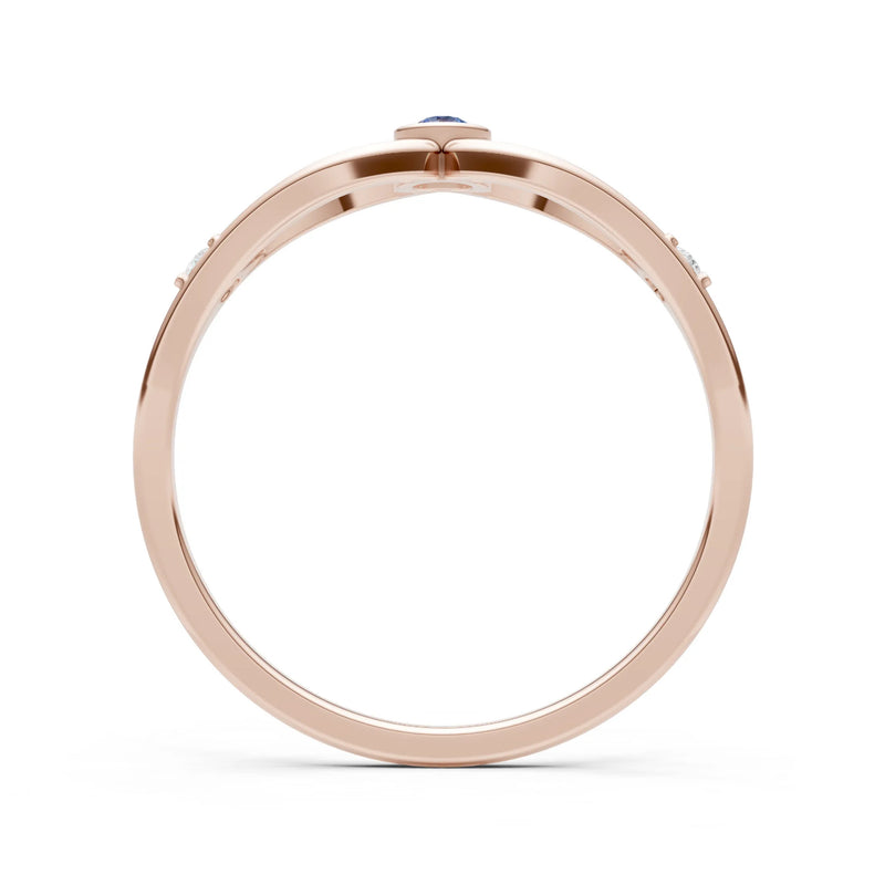 Dainty Bezel Twist Crossover Ring – Round