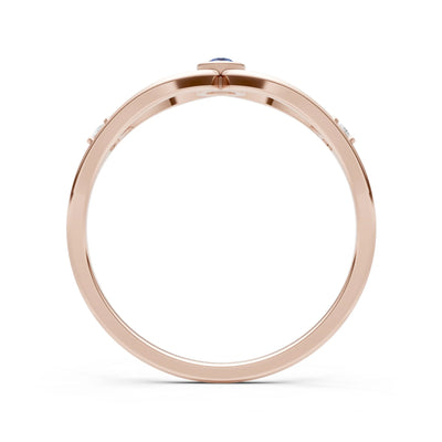 London Blue Topaz Dainty Bezel Twist Crossover Ring