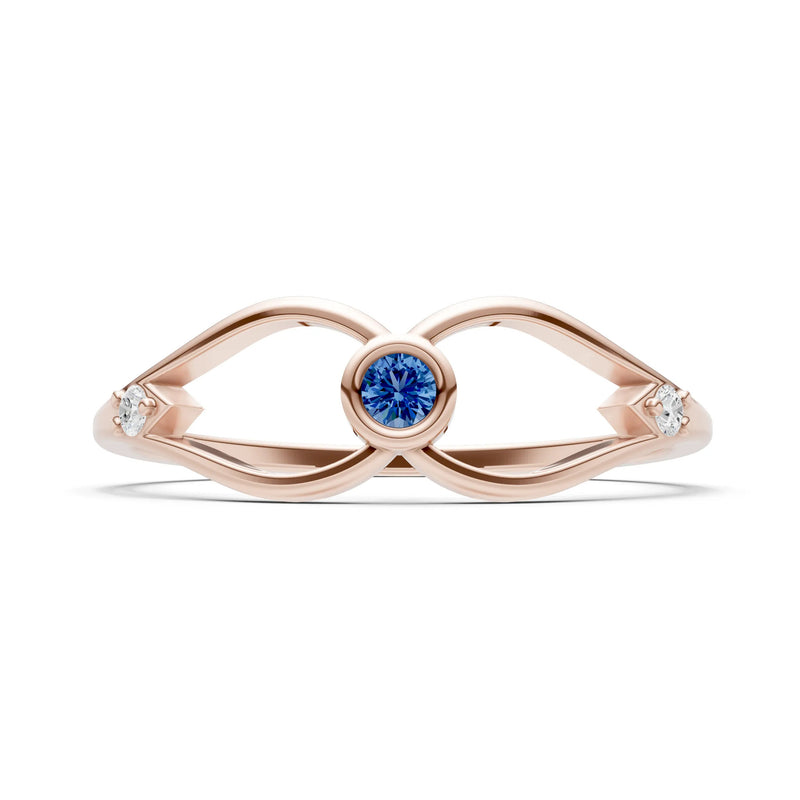 Dainty Bezel Twist Crossover Ring – Round
