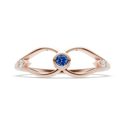 London Blue Topaz Dainty Bezel Twist Crossover Ring