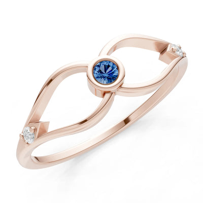 Dainty Bezel Twist Crossover Ring – Round