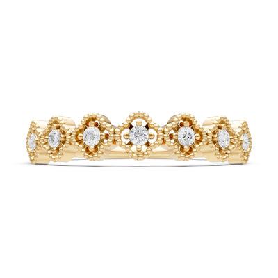 Dainty Floral Cluster 7-Stone Half Band – Round