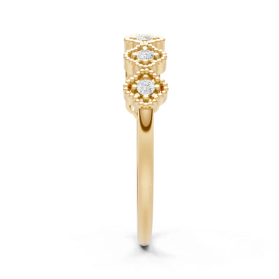 Dainty Floral Cluster 7-Stone Half Band – Round