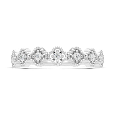 Dainty Floral Cluster 7-Stone Half Band – Round