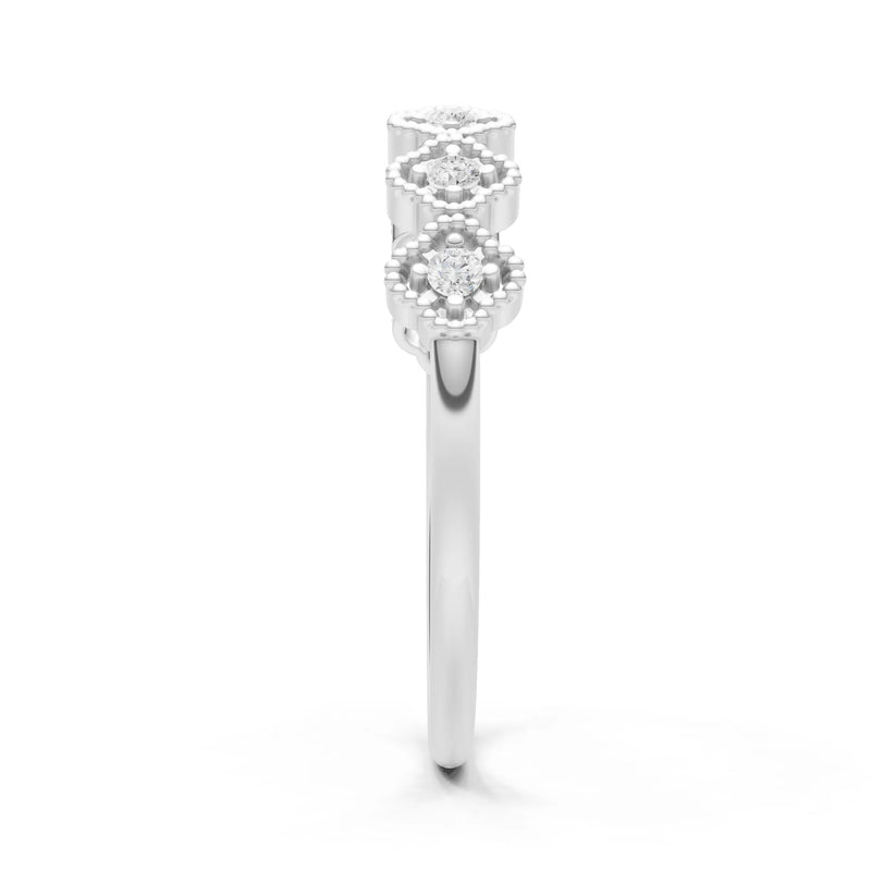 Dainty Floral Cluster 7-Stone Half Band – Round