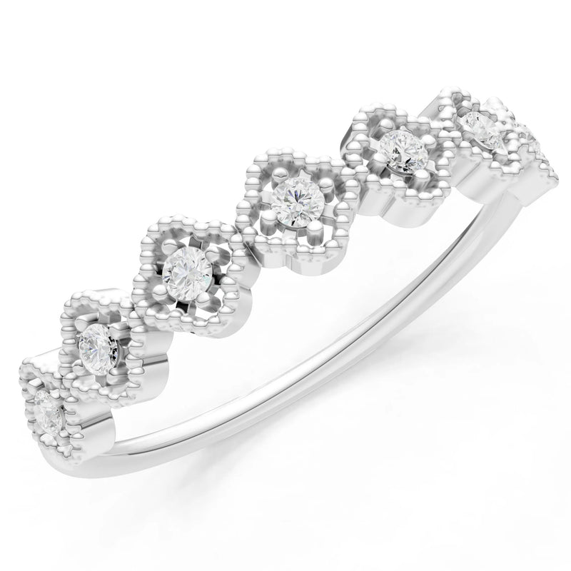 Dainty Floral Cluster 7-Stone Half Band – Round