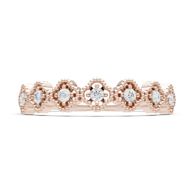 Dainty Floral Cluster 7-Stone Half Band – Round