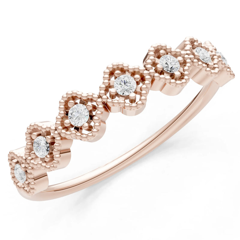Dainty Floral Cluster 7-Stone Half Band – Round