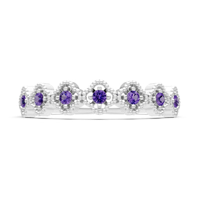 Dainty Floral Cluster 7-Stone Half Band – Round