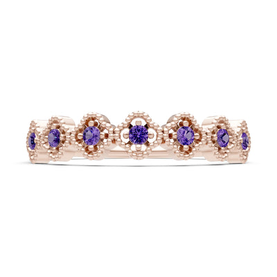Dainty Floral Cluster 7-Stone Half Band – Round