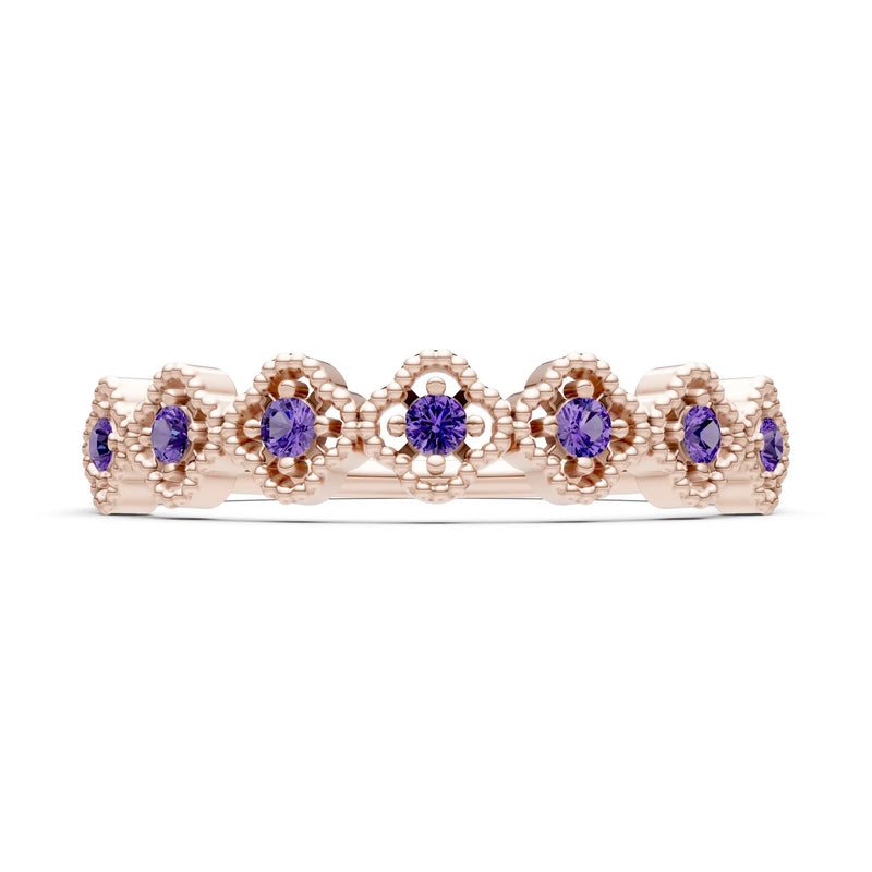 Dainty Floral Cluster 7-Stone Half Band – Round